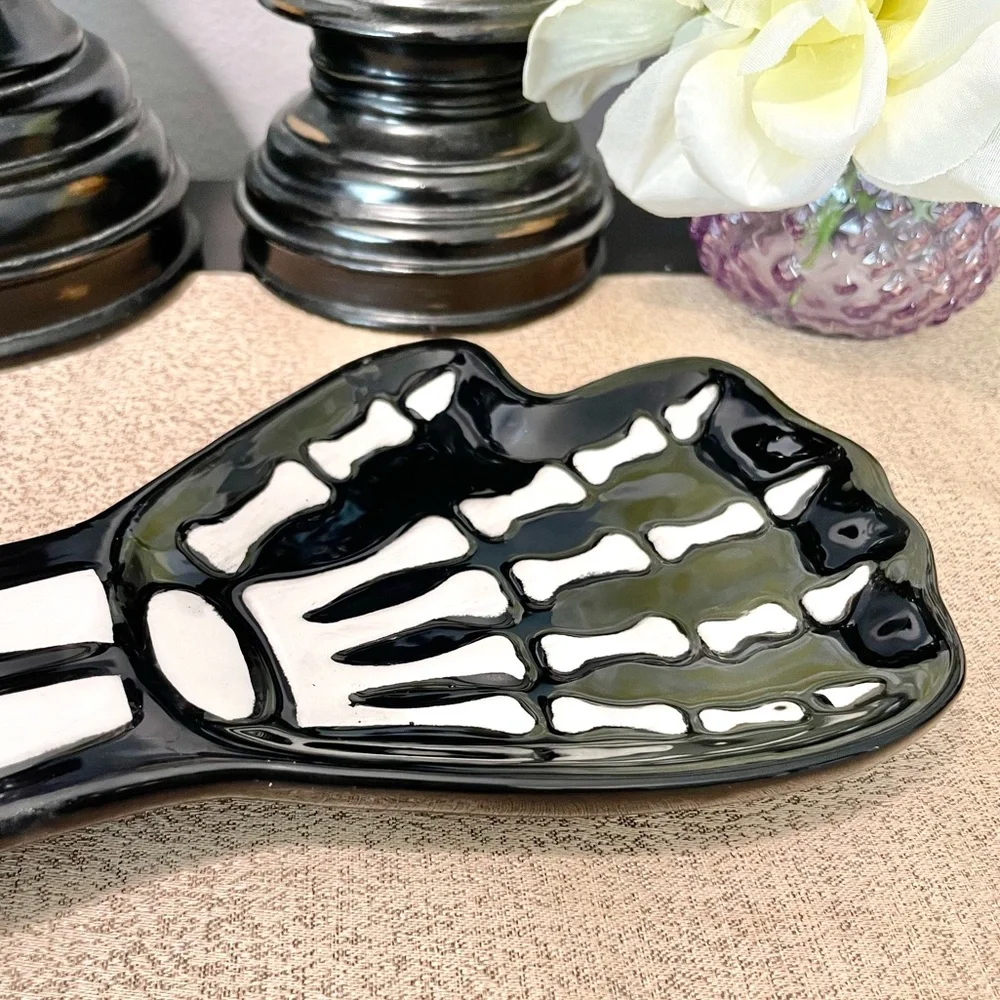 NWT Skeleton Hand Large Ceramic Spoon Rest